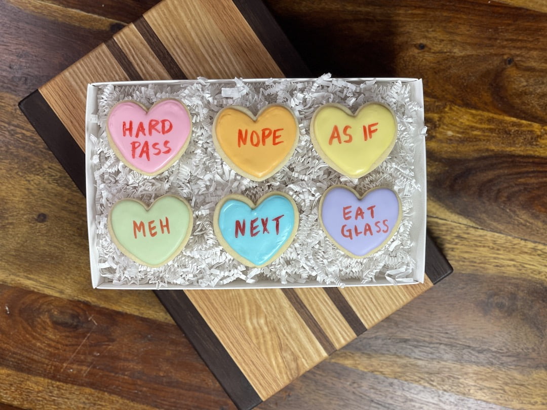 Sugar Spells Baking Antivalentine Conversation Heart Sugar Cookie